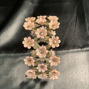 Floral Pink and brass Hair Accessory/ Bracelet